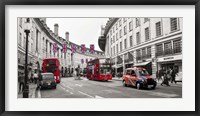 Framed Buses and taxis in Oxford Street, London