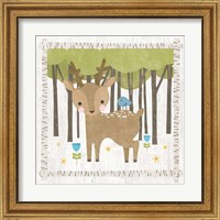 Framed 'Woodland Hideaway Deer' border=