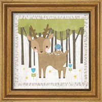 Framed 'Woodland Hideaway Deer' border=