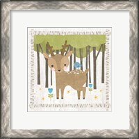 Framed 'Woodland Hideaway Deer' border=