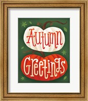 Framed 'Harvest Time Autumn Greetings Pumpkins' border=