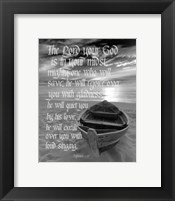 Framed Zephaniah 3:17 The Lord Your God (Beach Black & White)