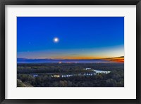 Framed Moon with Antares, Mars and Saturn over Bow River in Alberta, Canada