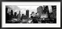 Framed Low angle view of buildings lit up at night, Millennium Park, Chicago, Illinois