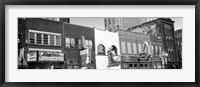 Framed Neon signs on buildings, Nashville, Tennessee BW