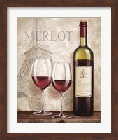 Framed 'Wine in Paris III' border=