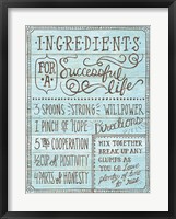 Framed Ingredients For Life I Blue