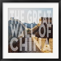 Framed Vintage The Great Wall of China, Asia, Large Center Text