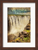 Framed Vintage Victoria Falls, Livingstone, Africa
