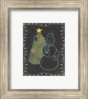 Framed 'Chalkboard Snowman I' border=