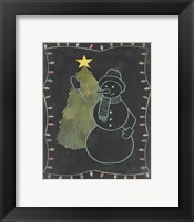 Framed 'Chalkboard Snowman I' border=