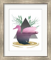 Framed Pink Ombre River in Duck Silhouette