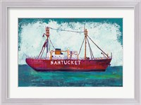 Framed Nantucket Lightship Blue Green