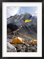 Framed Tents of mountaineers along Khumbu Glacier, Mt Everest, Nepal