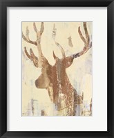 Golden Antlers II Neutral Grey Framed Print