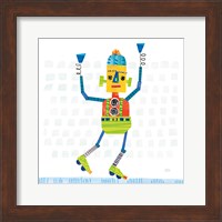 Framed 'Robot Party I on Squares' border=