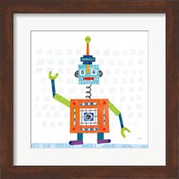 Framed 'Robot Party III on Squares' border=