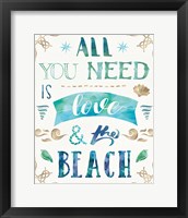 Framed 'Love and the Beach I' border=