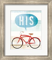 Framed 'Beach Cruiser His II' border=