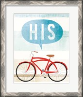 Framed 'Beach Cruiser His II' border=