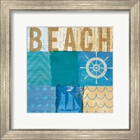 Framed 'Beachscape Collage IV' border=