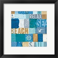 Framed 'Beachscape Collage I' border=