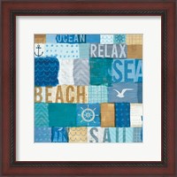 Framed 'Beachscape Collage I' border=