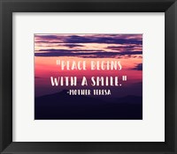 Framed Peace Begins With a Smile - Mother Teresa Quote