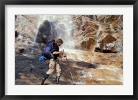 Framed Hiking at the Base of Arethusa Falls, New Hampshire