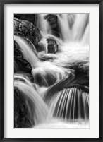 Framed New Hampshire. Black and White image of waterfall on the Swift River, Rocky Gorge, White Mountain NF