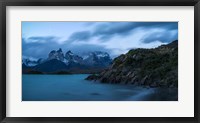 Framed Lake with Mountain, Lake Pehoe, Torres de Paine National Park, Patagonia, Chile