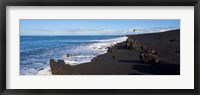 Framed Elevated View of Beach, Keawaiki Bay, Black Sand Beach, Kohala, Big Island, Hawaii