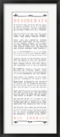 Framed Desiderata Bus Roll Black and Peach Text