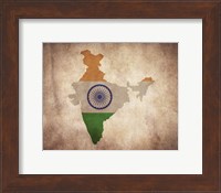 Framed Map with Flag Overlay India