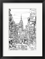 B&W City Scene II Framed Print