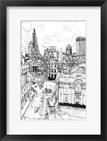 B&W City Scene III Framed Print