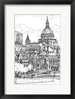 B&W City Scene X Framed Print