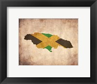 Framed Map with Flag Overlay Jamaica