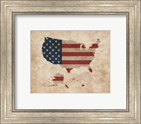 Framed Map with Flag Overlay United States