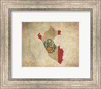 Framed Map with Flag Overlay Peru