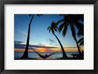 Framed Hammock and sunset, Plantation Island Resort, Malolo Lailai Island, Mamanuca Islands, Fiji