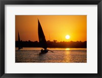 Framed Silhouette of a traditional Egyptian Falucca, Nile River, Luxor, Egypt