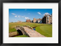Framed Golfing the Swilcan Bridge on the 18th Hole, St Andrews Golf Course, Scotland
