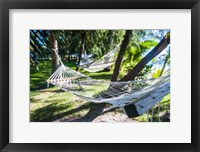 Framed Hammock on the beach, Nacula island, Yasawa, Fiji, South Pacific