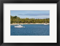 Framed Little sailboat in the blue lagoon, Yasawa, Fiji, South Pacific