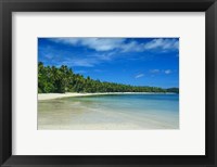 Framed White sand beach and water at the Nanuya Lailai island, the blue lagoon, Yasawa, Fiji, South Pacific