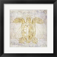 Turtle Geometric Gold Framed Print