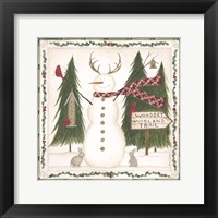 Woodsy Woodland Snowman Framed Print