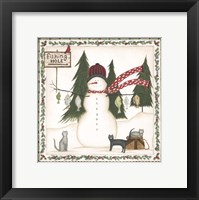 Fishing Hole Snowman Framed Print