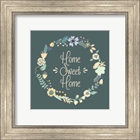 Framed Home Sweet Home Floral Teal